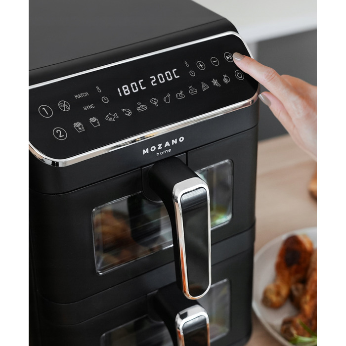 Вертикальна двокамерна аерофритюрниця 11л Air Fryer 2800W, 12 режимів