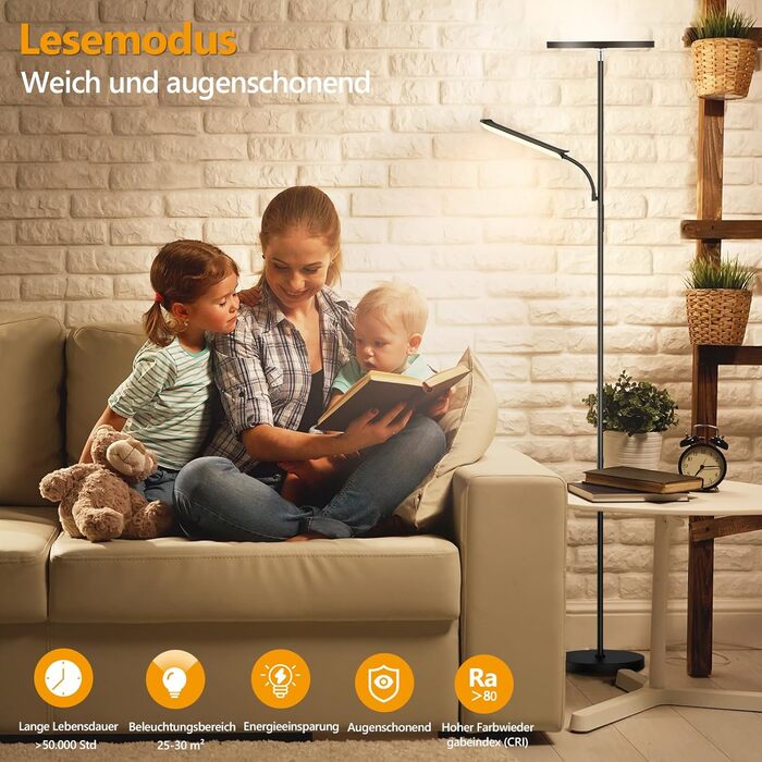 Стійка лампа для вітальні з регулюванням яскравості, 42W LED, 4200LM, з регулюванням кольору 2700K-6500K, з пультом та сенсорним керуванням