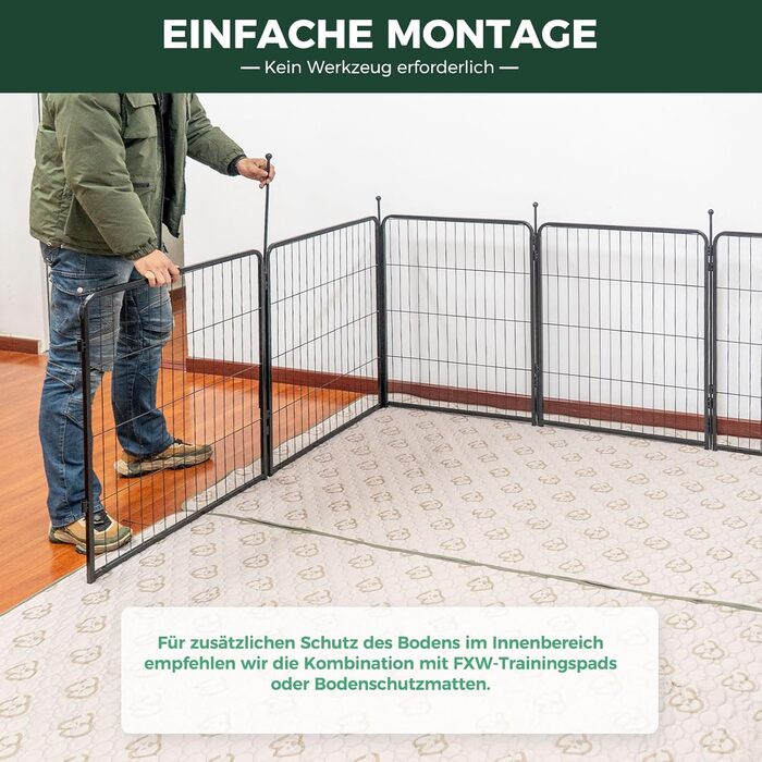 Вигул для собак FXW Rollick: 8 панелей, 80 см, для невеликих та середніх собак, для двору, кемпінгу│Чорний, патентований