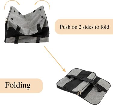 Транспортна сумка для котів та собак, дихаюча та складна, транспортна переноска з регульованим плечовим ременем, знімна плюшева матрацна подушка (Сірий, L)