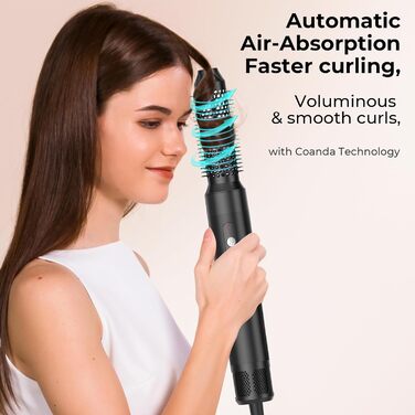 UKLISS Airstyler Pro 7-в-1: фен, стайлер, локони, випрямлення. Без екстремального нагріву, чорний/білий золотий