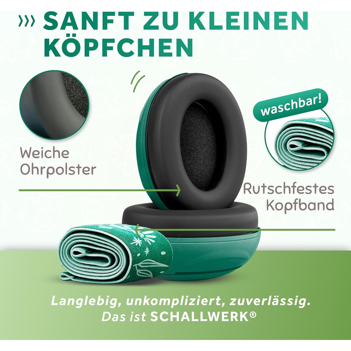 Schallwerk Mini+ - Шумоізоляційні навушники для малюків (Jungle Green)