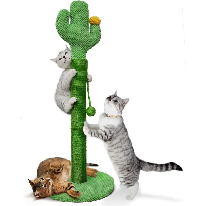 Когтеточка для котів Mora Pets Кактус 83 см, стовпчик із натурального сизалю, зелений, стійкий, компактний, ідеально для домашніх тварин