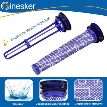 Фільтри для пилососа Dyson V7 V8: комплект 2 HEPA-фільтри після двигуна та 2 попередні фільтри. Оригінальні DY-96566101, DY-96747801