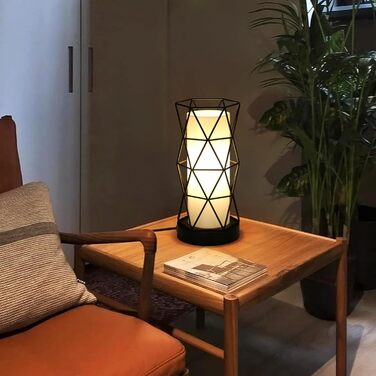 Настільна лампа з дерева та металу, вінтажний стиль, E14/E27, для дитячої, вітальні, спальні, бару (чорний)