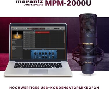 Мarantz Professional MPM-1000U: USB конденсаторний мікрофон з великою мембраною та нирковим характером для подкастів, студії та геймінгу. Комплектується кабелем USB та кріпленням для мікрофона.