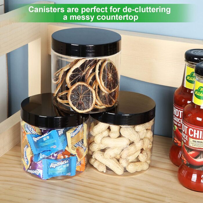 Набір контейнерів для зберігання 16 шт. по 500 мл з кришкою, BPA-Free, прозорі пластикові контейнери для продуктів та солодощів