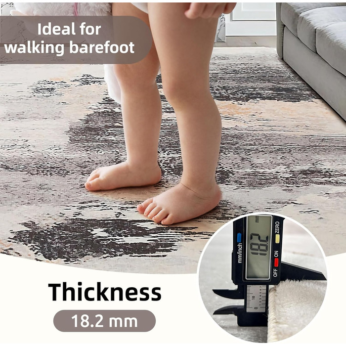 Килим Safunion для вітальні: великий сучасний абстрактний килим з коротким ворсом, м'який килим для спальні (80 x 120 см, 120 x 160 см), абстрактний коричнево-багатокольоровий