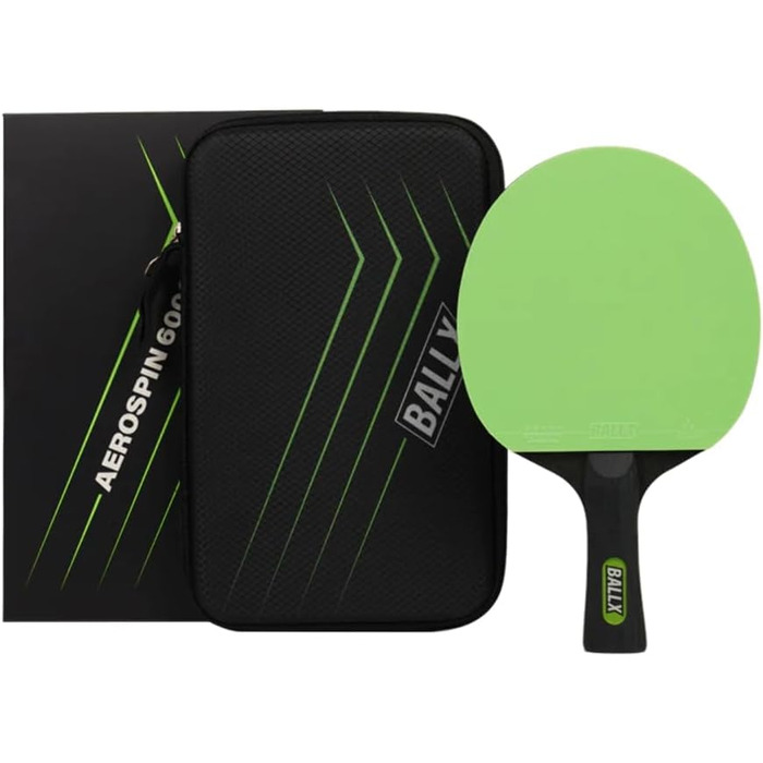 BallX Pro Carbon Table Tennis Paddle - 7-ply Blade - 2.0mm Sponge Cushion - Two different 5-Star Rubber Surfaces (Black & Green) - Includes Paddle Bag - AeroSpin 6000 Carbon