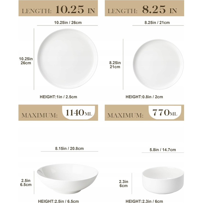 Обідній набір MALACASA серія Leah на 6 осіб, 24 предмети