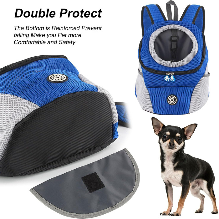 Шлейка для собак та цуценят, переноска-рюкзак, блакитна (L)