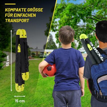 Dunlop 2-Pack Soccer Goal Set - Foldable Football Goal for Kids - Indoor/Outdoor Training Accessory - Black/Yellow 50x44x44cm