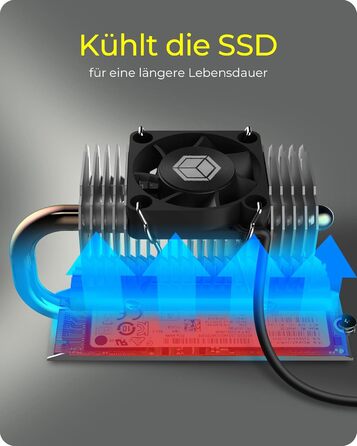 Охолоджувач для M.2 SSD ICY BOX з алюмінієвим радіатором та термопрокладками, без вентилятора, 10 мм, чорний