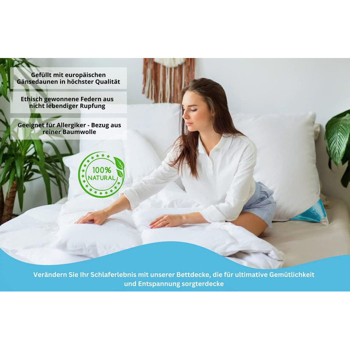 Down Comforter Winter Blanket Extra Warm Down Blanket Down Quilted Blanket Goose Down 100% Natural, Öko-Tex Certified - 135x200 1600gr. 135x200 1600.0 grams