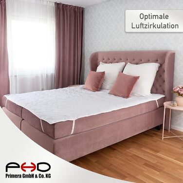 PHD Primera Mattress Protector 200x200 cm - Washable at 60°C and recommended for allergy sufferers for more hygiene in bed. Mattress pad and mattress protector for mattress, box spring bed, and topper for 200 x 200 White