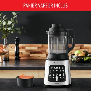 Moulinex PerfectMix Cook, Stand Mixer with 10 automatic programs, 1400 W, prepares hot and cold recipes, electric mixer with touchscreen, easy to clean, 2 l capacity, LM83SD