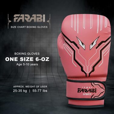 Боксерські рукавички Farabi для дітей (5-10 років) - MMA, Муай Тай, бокс - 6oz