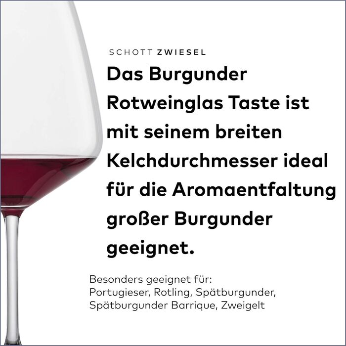 Бокали для червоного вина SCHOTT ZWIESEL Burgundy Tulip, набір 4 шт, бургундські келихи з тританової кришталю, для вина, вироблено в Німеччині, можна мити в посудомийній машині
