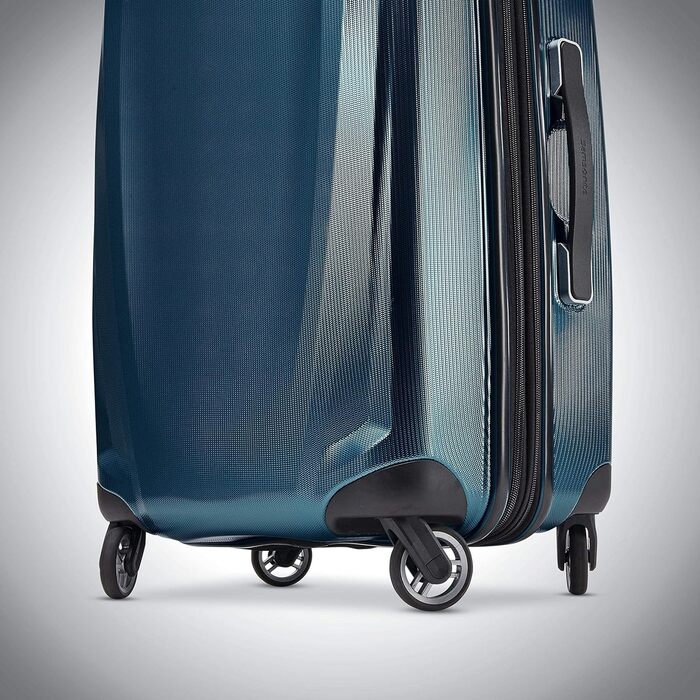 Жорстка валіза Samsonite Winfield 3 DLX на колесах, універсальний розмір, ручна поклажа, середня, синя