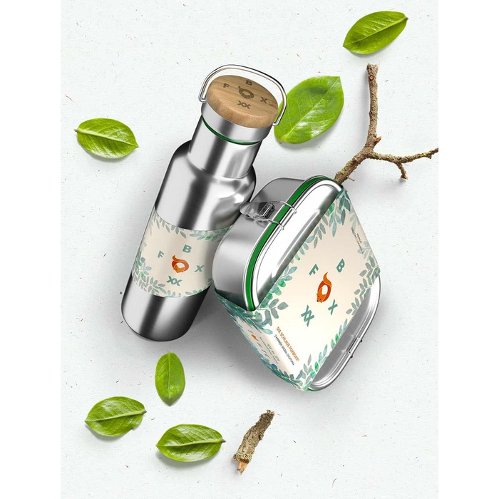 Stainless Steel Lunch Box Premium | Large 1200ml | 5 DEKO-colored rings + DualCham replacement seal = Leak-proof + 2 dividers = 3 compartments | Kids & Adults