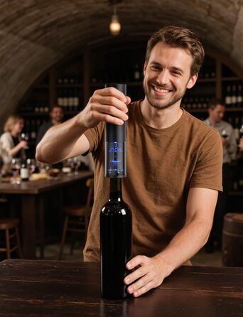 Електричний відкривачка для вина GHB 6-в-1 з USB-зарядкою, різець фольги, виливає вино та вакуумний затвор - ідеальний подарунок для поціновувачів вина (8-в-1)