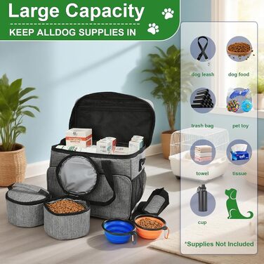 Трансформер для собак: сумка-переноска для подорожей з місткими кишенями, зручним ременем та двома складеними мисками. Ідеально для собак та котів.