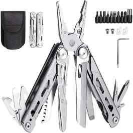 Мультитул з нержавіючої сталі 14-в-1, багатофункціональний інструмент, з ножем, лінійкою, пилкою, для кемпінгу, туризму, з чохлом, чорний