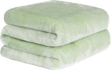 Плед DREAMSCENE з штучного хутра, флісу, м'який, теплий, великий, для ліжка (125 x 150 см, світло-зелений)