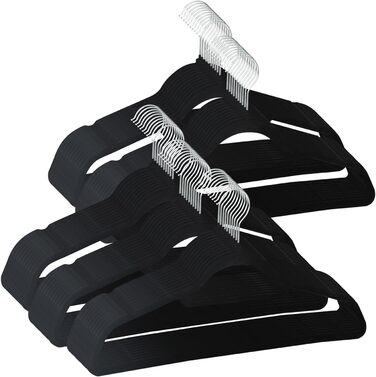 Вішалки для одягу SVITA: Набір 50 шт. для костюмів та суконь, чорні, з оксамитовим покриттям, економія місця, антиковзаючі