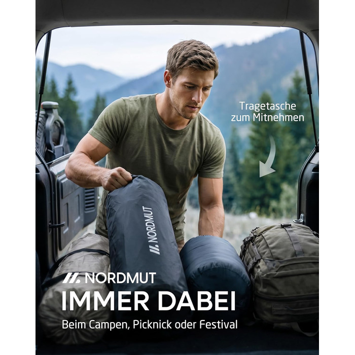 Складний кемпінговий стіл NORDMUT® алюмінієвий, регульована висота, 70x70 см, коричневий