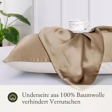 LILYSILK 19 Momme Silk Pillowcase Mulberry Silk with Cotton Backing Zipper Closure Hair and Skin Care Pillow Cover 1 Piece (80x80cm) (Gray Brown, 40x40cm)
