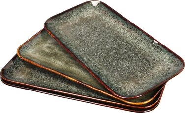 Набір керамічних тарілок YA JU (4 шт.) для основних страв, стейків, пасти, ризотто та закусок. Мікрохвильова піч, духовка, мийка посуду, стійкість до подряпин. Чорний прямокутний посуд