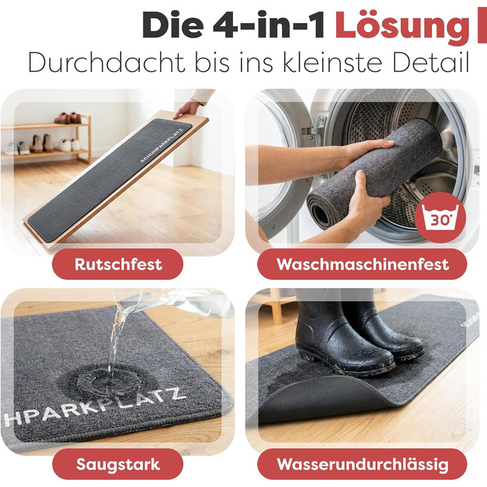 Килимок для дому 40x60 см, стійкий до прання - ідеальний розмір для вхідних дверей. Килимок для входу, привітальний напис та сердечко (Мінімалістичний)