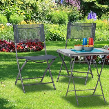Складаний стілець Relaxdays для балкона, 2 шт, метал і пластик, антрацит, 87x55x48 см