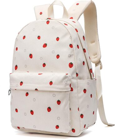Шкільний рюкзак для дівчаток: легкий, для підлітків, з відділенням для ноутбука (Клубничка)