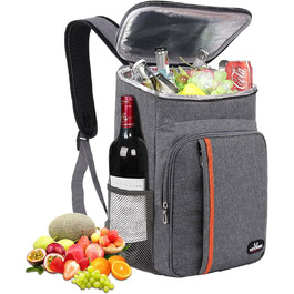 Рюкзак-холодильник HEQUN 23L: Ізольований рюкзак для пікніків, пляжу, подорожей та роботи. Сірий колір.
