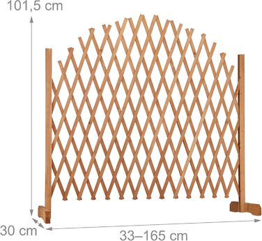 Relaxdays Trellis, extendable, freestanding, for garden, balcony, terrace, climbing aid, HxBxT: 100 x 165 x 30 cm, brown