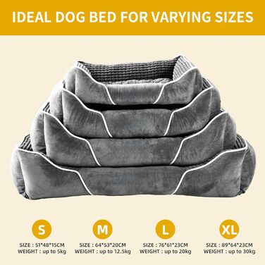 Крізь для собак середніх порід YITAHOME, 51x48 см, ортопедичний, знімний чохол, антиковзаюча підставка, сірий