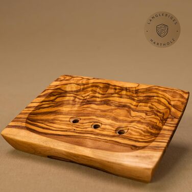 Сейф для мила з отворами з оливкового дерева з піддоном для води, 13 см