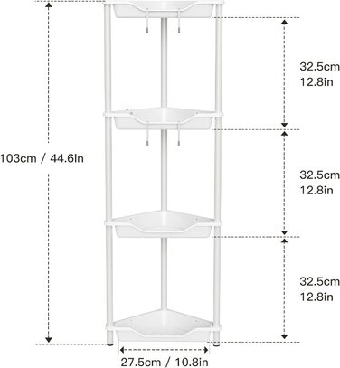 Набір з 4 кутових поличок для душу Orimade, нержавіюча сталь, чорний
