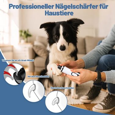 Шліфувальник кігтів для собак - тример для кігтів з 3 насадками, тихий та потужний, з LED-підсвіткою та 3 швидкостями, підходить для собак, котів та інших тварин