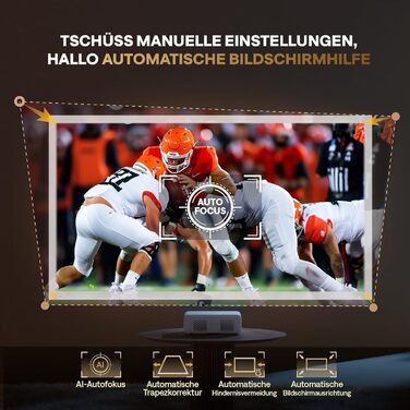 Aurzen Eazze D1 Smart Beamer: 4K проєктор для дому, Wi-Fi, Bluetooth, Netflix, Dolby Audio, автофокус, корекція трапеції, Mini проєктор, білий