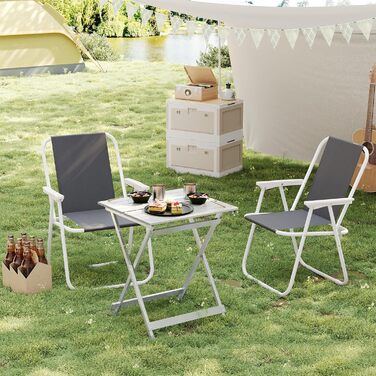 Складний алюмінієвий стіл WOLTU для кемпінгу, саду, балкону - 50.5x59.5x47 см (срібний)