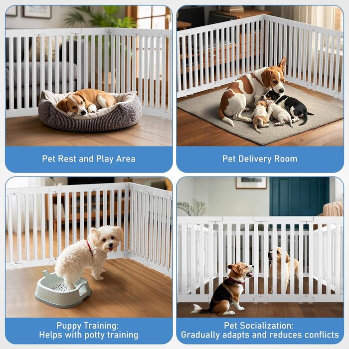 Клітка для цуценят Indoor 65 см, пластикове огородження для собак з неслизькими присосками, вольєр для маленьких собак, 18 панелей, 18 шт (168 x 135 x 65 см), з окремими секціями