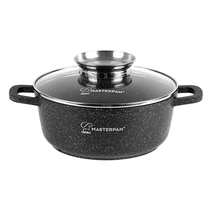 Каструля MasterPan MP-2116 з мармуровим покриттям, алюмінієва, 26 см, 5.5 л, для індукційних плит