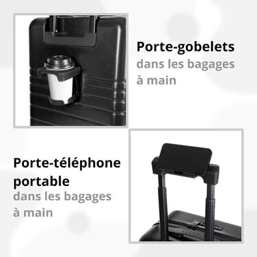 Валіза ETERNITIVE з ABS-пластику: роликовий багаж, валіза-тролі, легка з подвійними колесами 360°, валіза з TSA-замком, ручна поклажа (S + M), чорний (2 шт.)