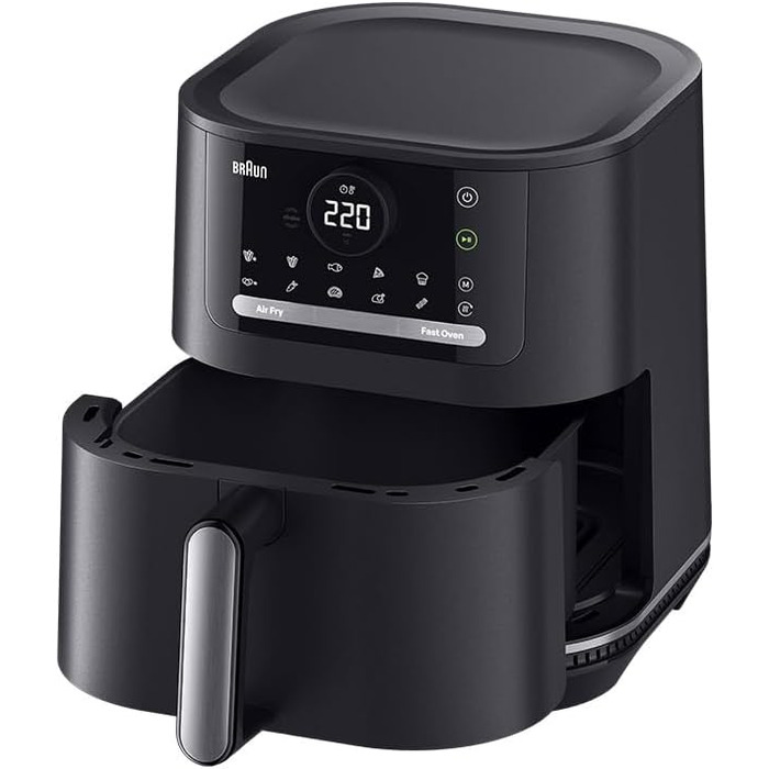 Фритюрниця електрична Braun MultiFry 5 HF5030 6л з технологією RealAir, чорна - Аерофритюрниця без PFAS, сенсорне управління, 1700 Вт