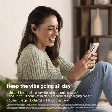 Навушники бездротові Denon PerL White з шумозаглушенням та персоналізованим звуком Masimo