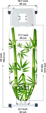 Прасувальна дошка Mabel Home з регулюванням висоти, стійка до пари, з чохлом, білий/зелений, 119,4 x 45,7 см