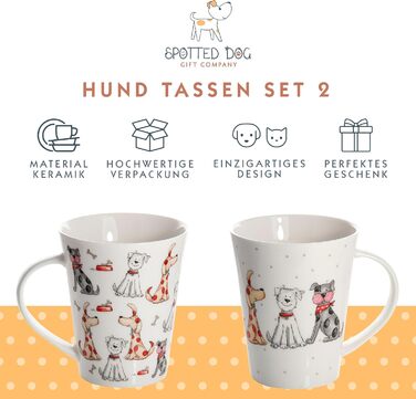 SPOTTED DOG GIFT COMPANY - Coffee mugs with dog motifs - Ceramic coffee cups - for coffee and tea - Gift for dog lovers - Set of 2